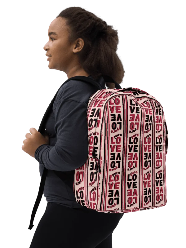 Pure LOVE dual Color Stripes on peach Background - Minimalist Backpack product image (2)