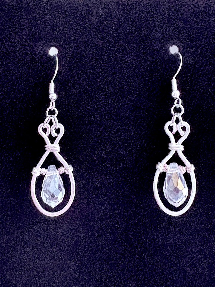 MFD-00222 | ✨ Crystal Elegance Teardrop Earrings | Handmade Silver-Plated Wire Wrapped Glass Crystal Jewelry | Monique Faella Designs™ product image (1)
