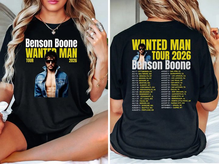 Benson Boone Wanted Man Tour 2026 Shirt, Concert Tour Dates Tee product image (1)