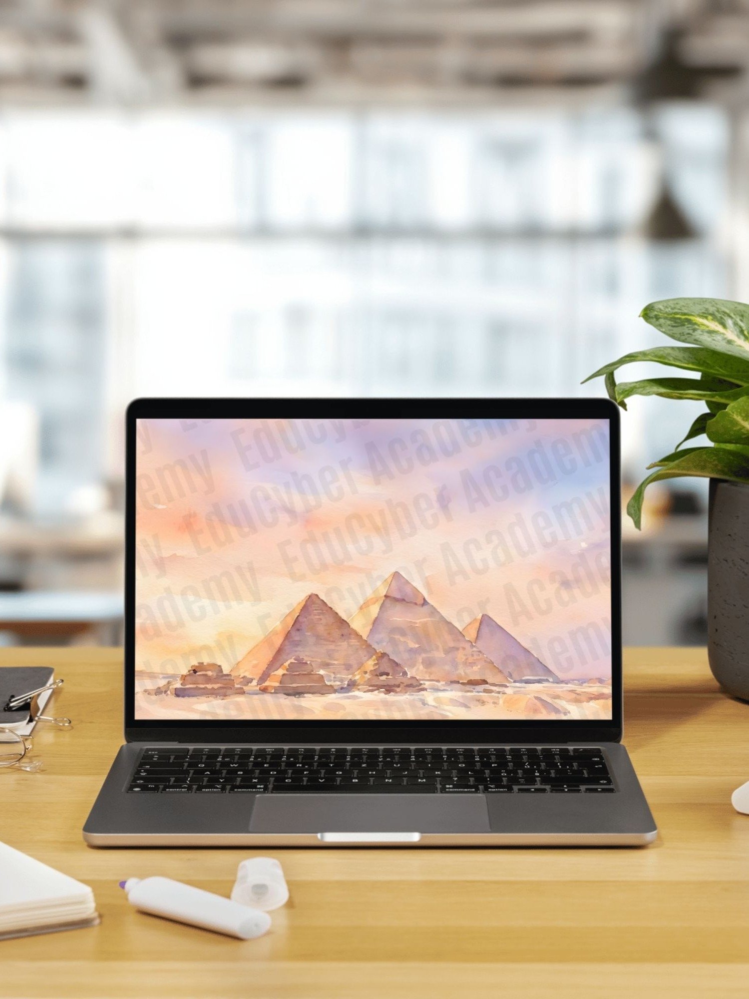 New 7 Wonders of the World Honorary The Great Pyramid of Cheops Frame TV Art Largest Egyptian Pyramid of Giza Khufu Tomb Watercolor Style product image (4)