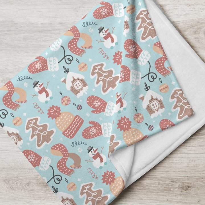 Cozy Christmas-Themed Throw Blanket with Winter Fun Design product image (7)