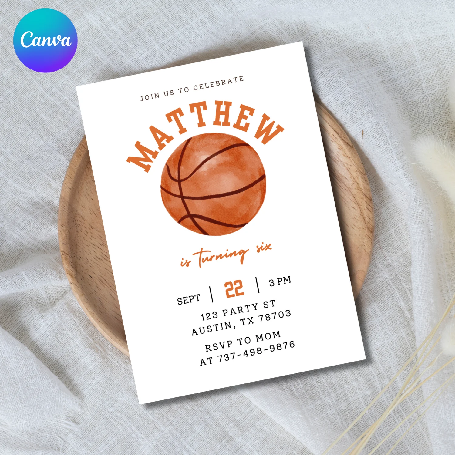 Basketball Birthday Invitation Template – Canva Editable Sports Birthday Invite product image (1)