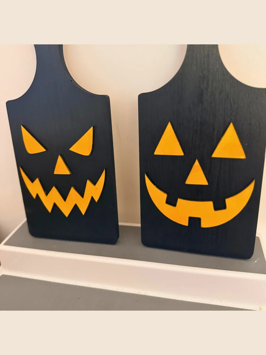 Jack-O’-Lantern Paddle Sign Set of 2 | Halloween Wooden Wall Decor Bundle product image (2)