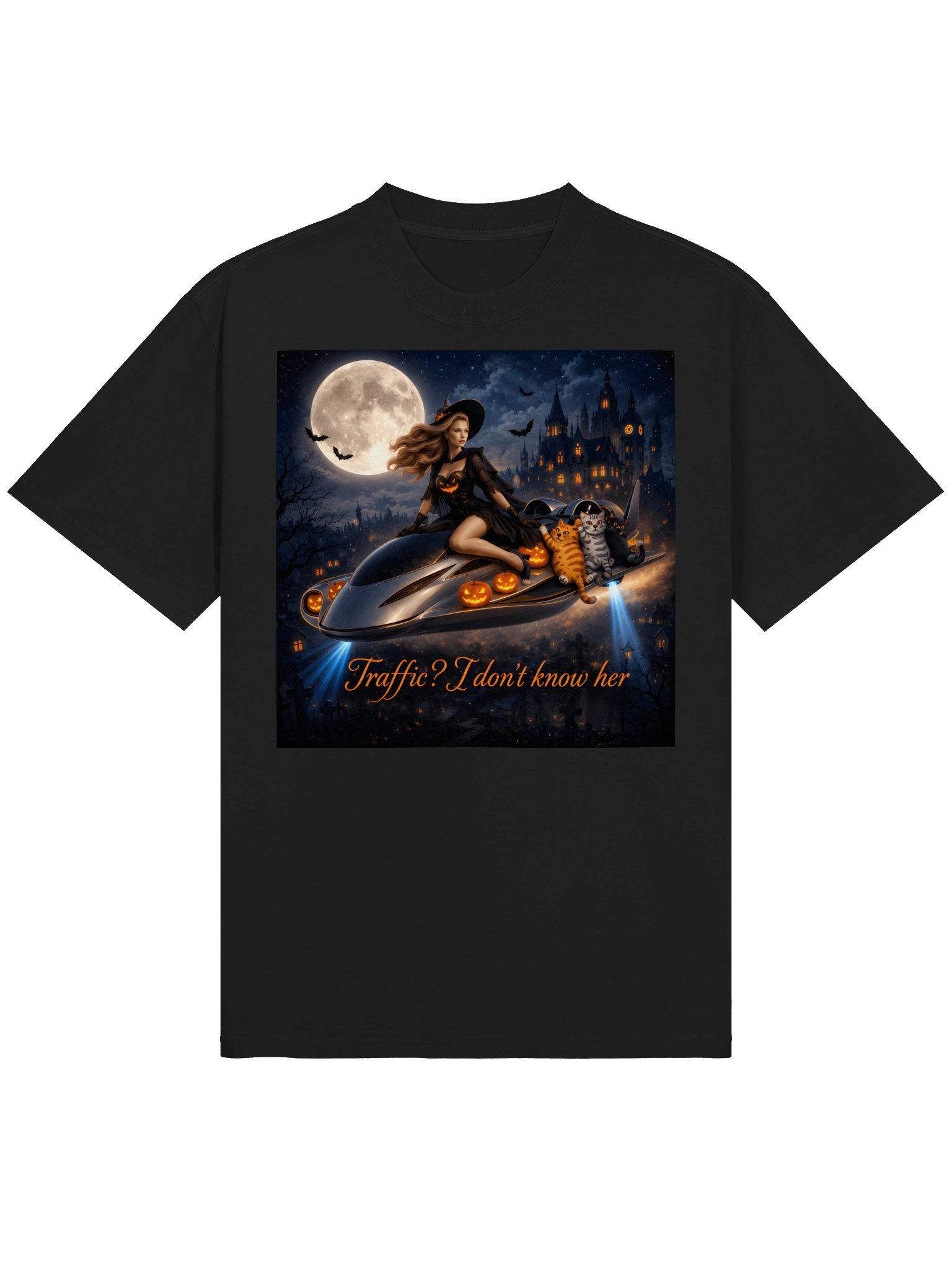 Traffic? I Don't Know Her Witch Jet T-Shirt | Funny Halloween Tee product image (2)