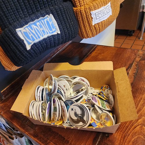 Come get some coffee and free buttons i left behind at @caydencemn