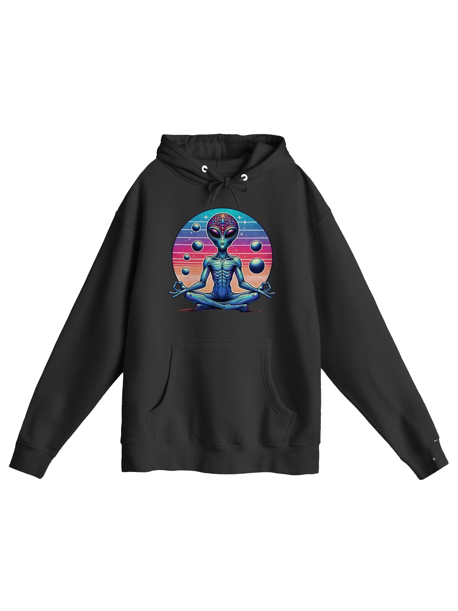 👽✨ Zen Alien Goddess Hoodie – Meditating Extraterrestrial in Cosmic Colors | Boho Space Vibes product image (5)