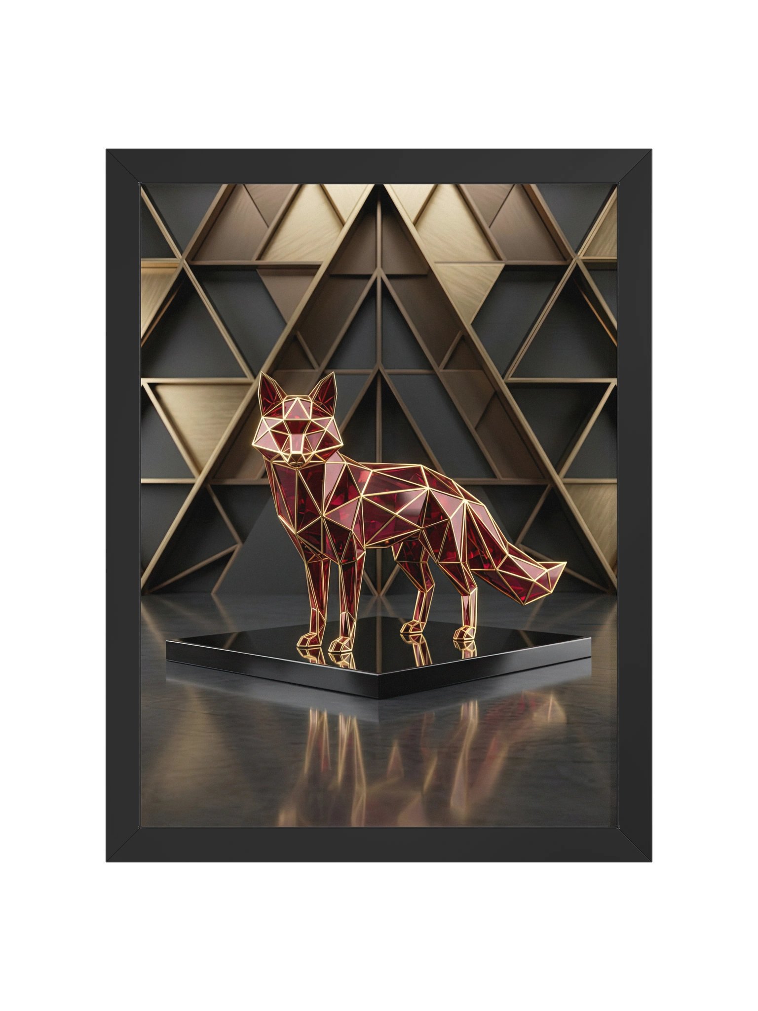 Luxurious Geometric Fox Framed Poster - Neo-Deco Opulent Wall Art product image (1)