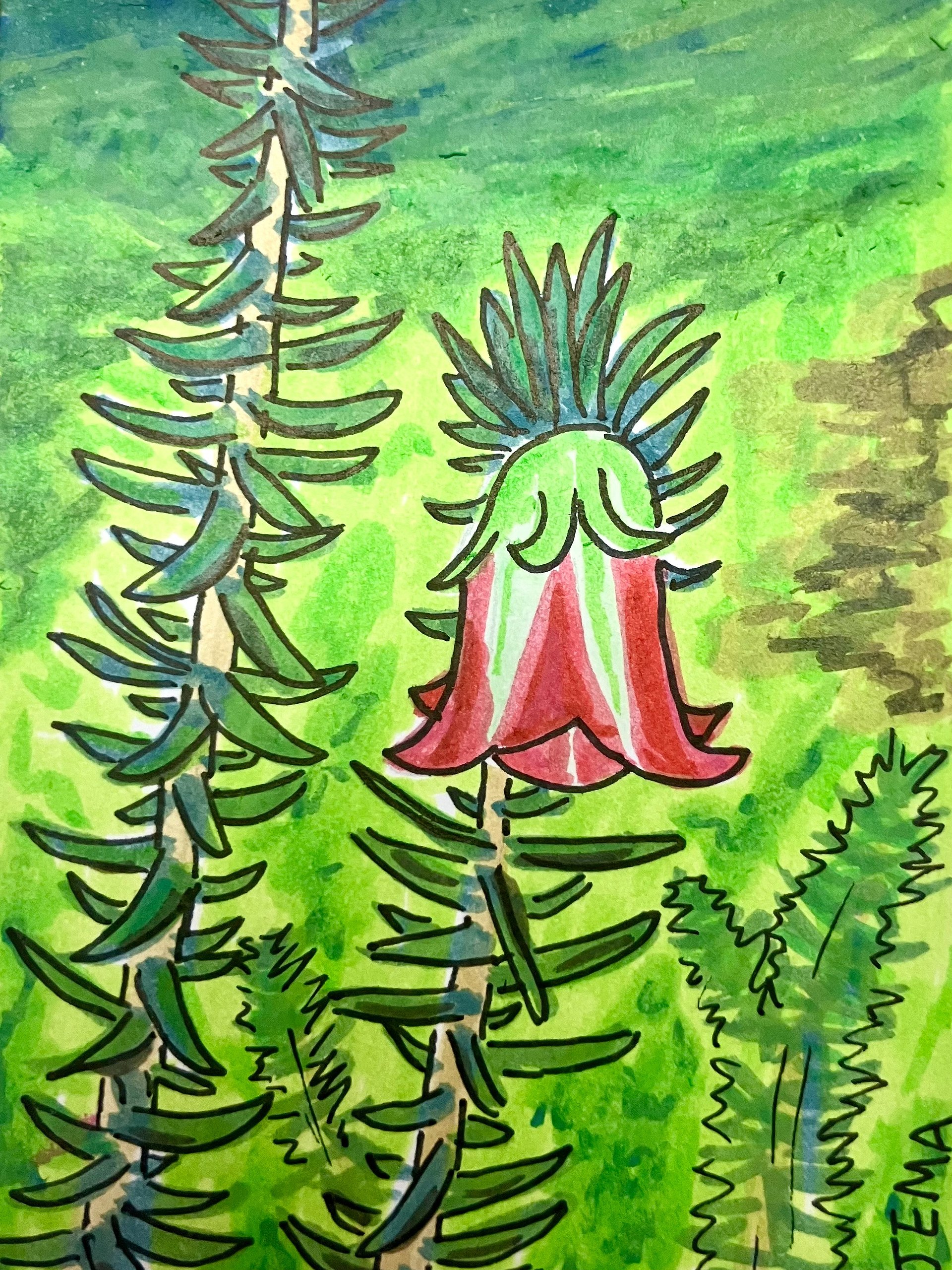Interesting Flower ACEO Original Marker Artwork product image (1)