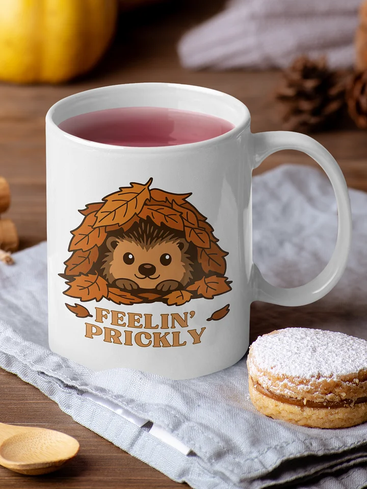 "Feelin' Prickly" Hedgehog Mug | Funny Grumpy Morning Coffee Cup | Sarcastic Introvert & Autumn Gift product image (2)