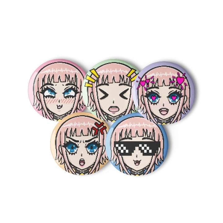 Momoko Mood Pins – 5-Piece Lewd Expression Set (2.25”) product image (2)