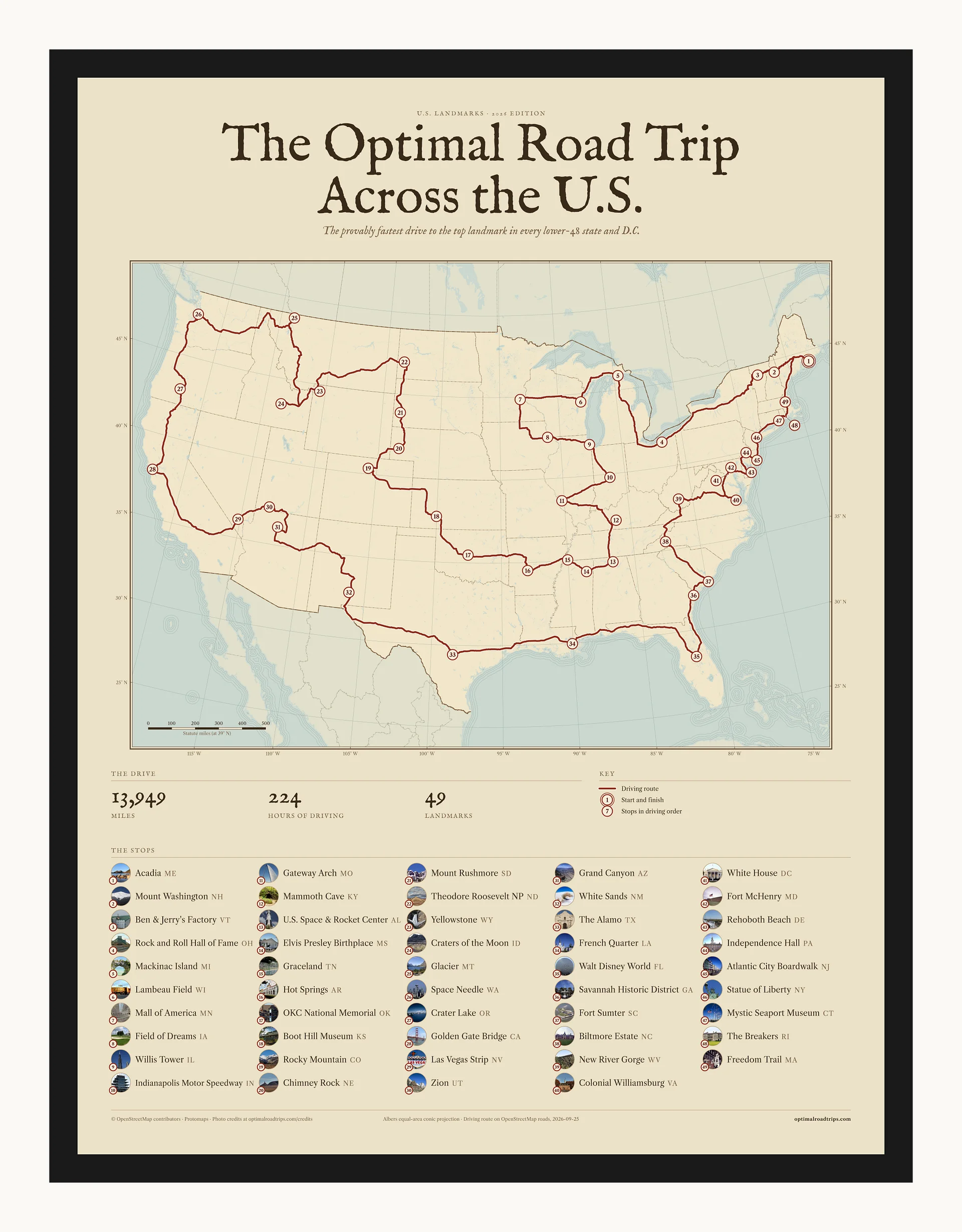 U.S. Landmarks 2026, Atlas, 18 x 24 in, black-framed poster product image (1)