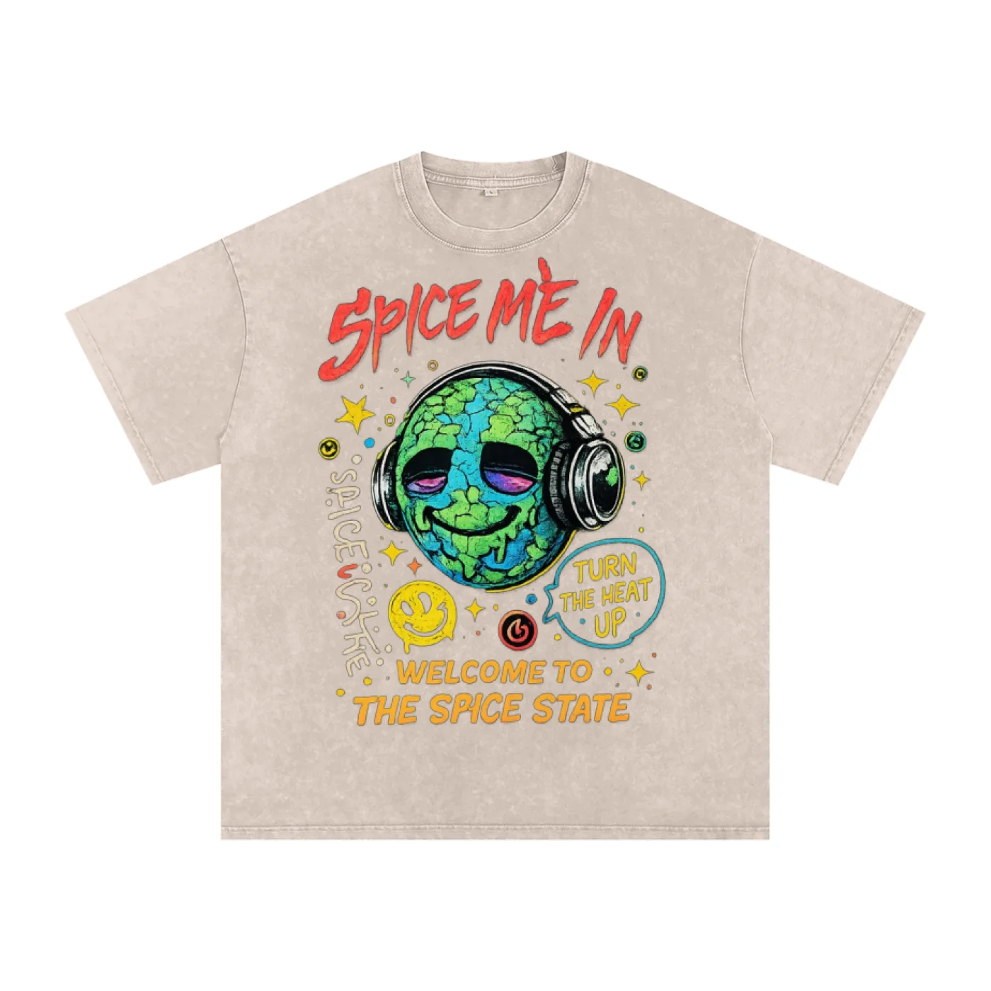 SPICE WRLD - Snow Washed Oversized Cotton T-Shirt product image (3)