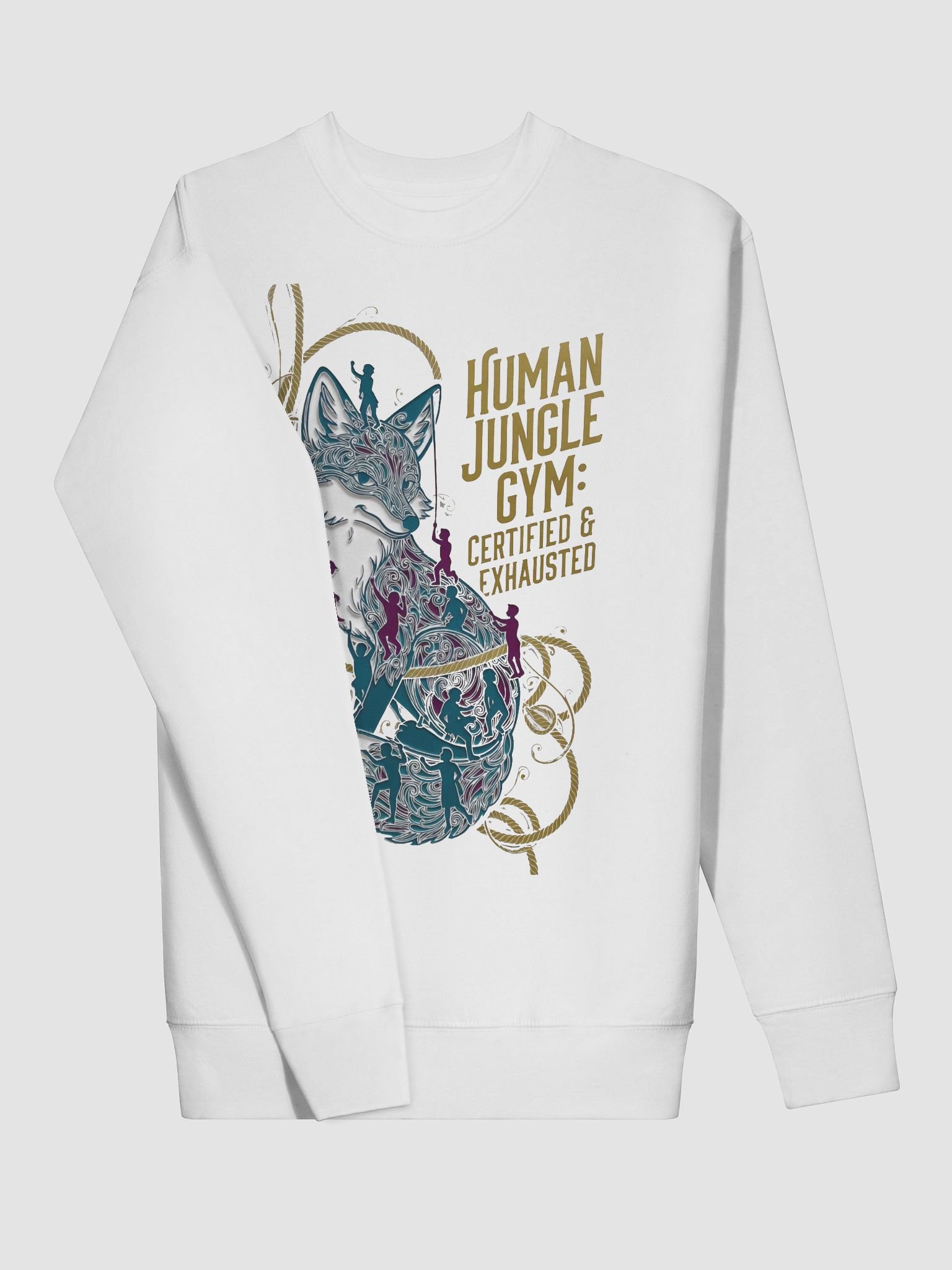 Human Jungle Gym Fox Pullover | Certified & Exhausted Funny Mom Gift product image (3)