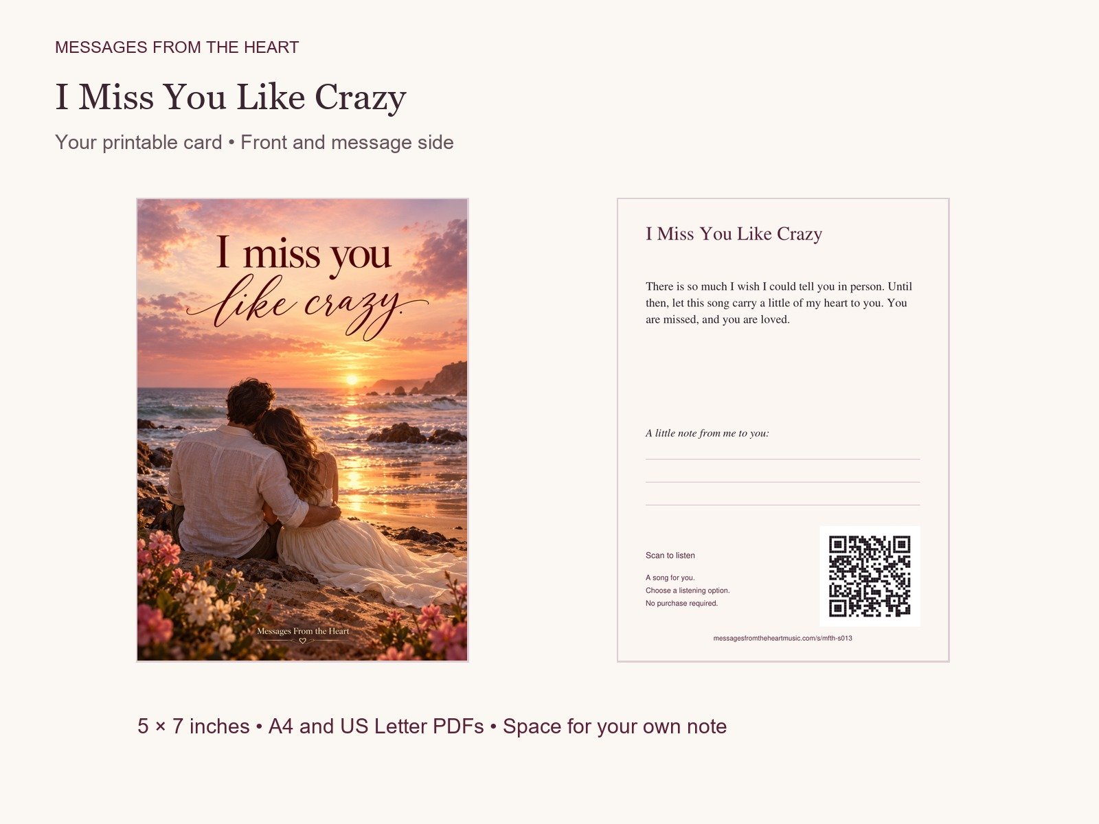 I Miss You Like Crazy — Printable Song Gift product image (2)