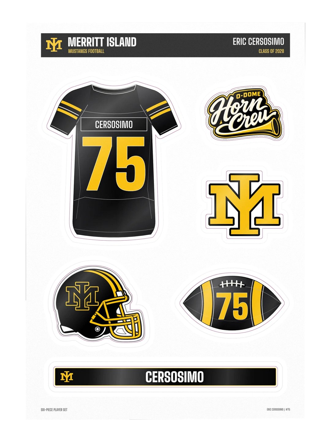 Eric Cersosimo #75 — Mustangs Sticker Sheet