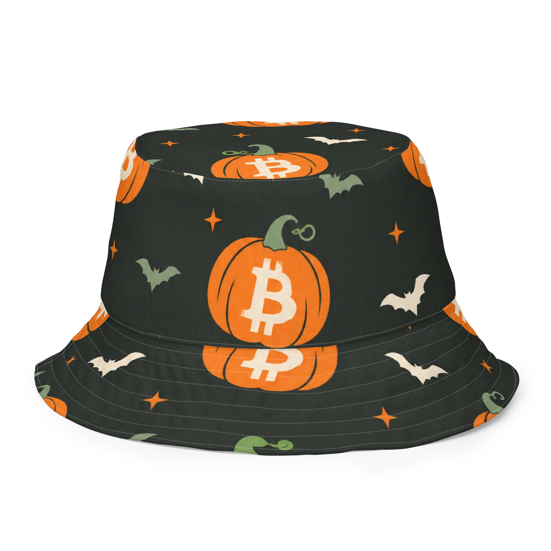 Ghost, Pumpkin, Bitcoin Reversible Bucket Hat product image (1)