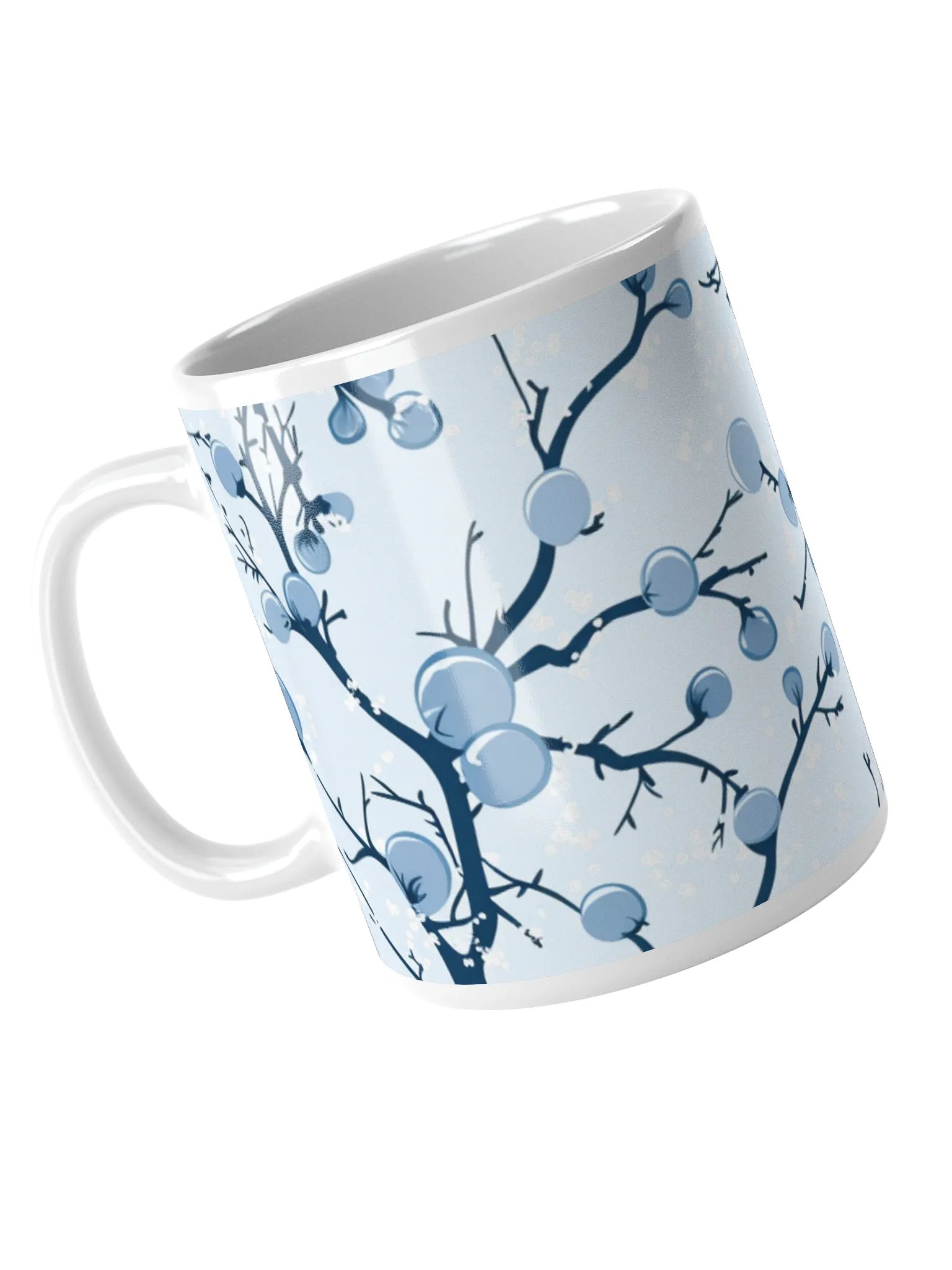 Light Blue and White Floral White Glossy Ceramic Mug by Treasure Pie product image (3)