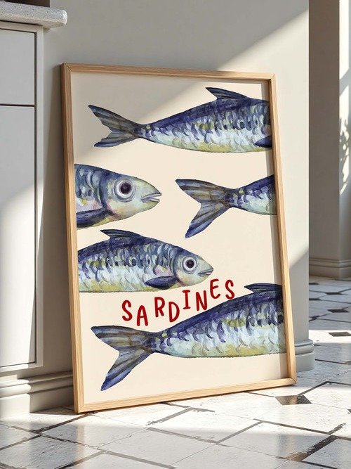 Sardine Wall Art Sardines Tin Fish Poster Colorful Kitchen Print product image (2)
