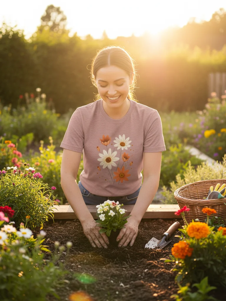 Wildflower Bouquet T-Shirt | Daisy Floral Design Tee | Botanical Nature Lover Shirt | Spring Flower Art product image (9)