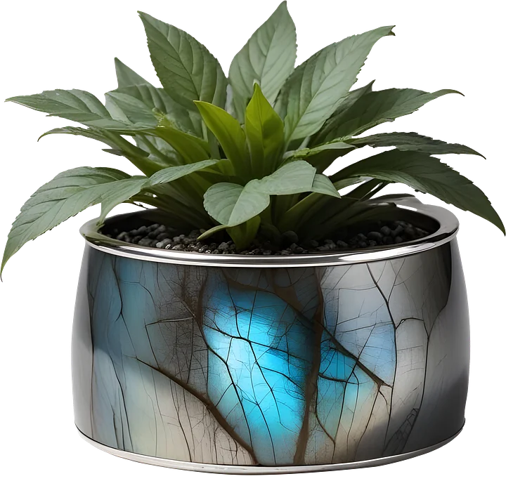 Stellar Luxe – Labradorite & Silver Serenity Vase PNG product image (1)