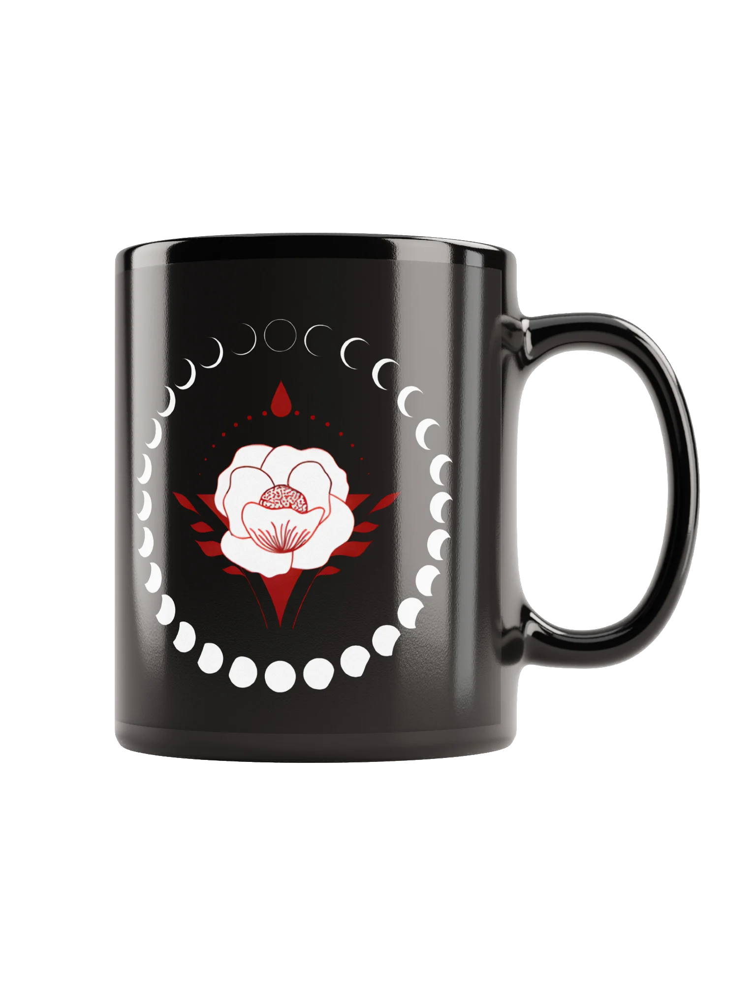New Moon Cycle Floral Coffee Mug Black | Well Women Rising product image (3)