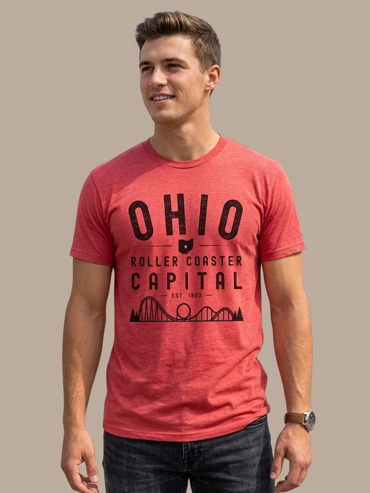 Ohio Roller Coaster Capital Vintage T‑Shirt – Est. 1803 Coaster Culture Tee product image (1)