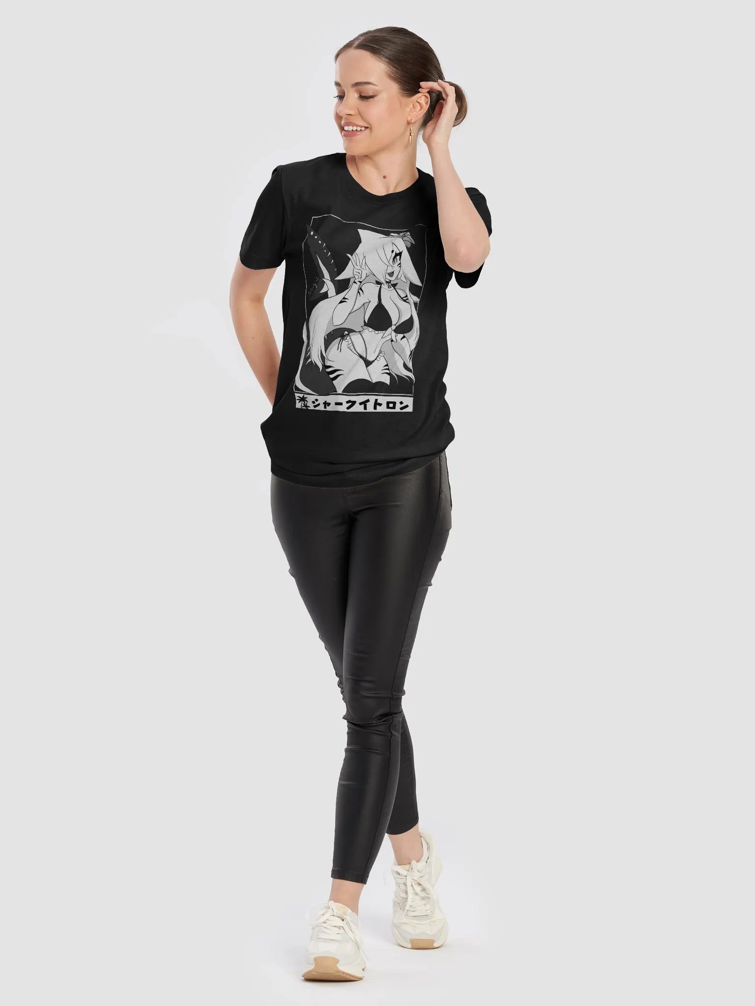 Sharky T-Shirt (Black, Minimal Pattern) product image (10)