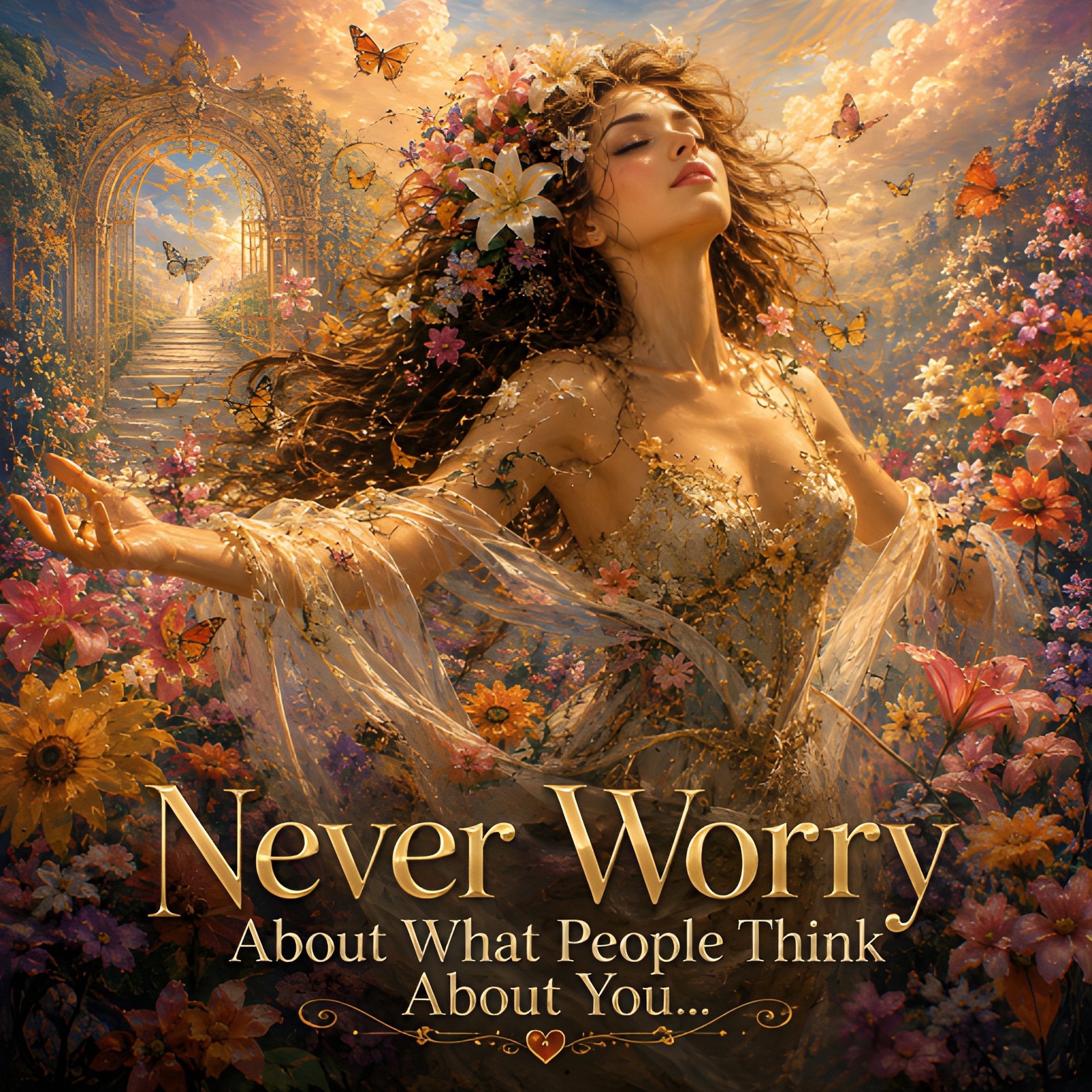 Never Worry What People Think Self Love Wall Art Gift For Women Wellness Motivation Poster product image (2)