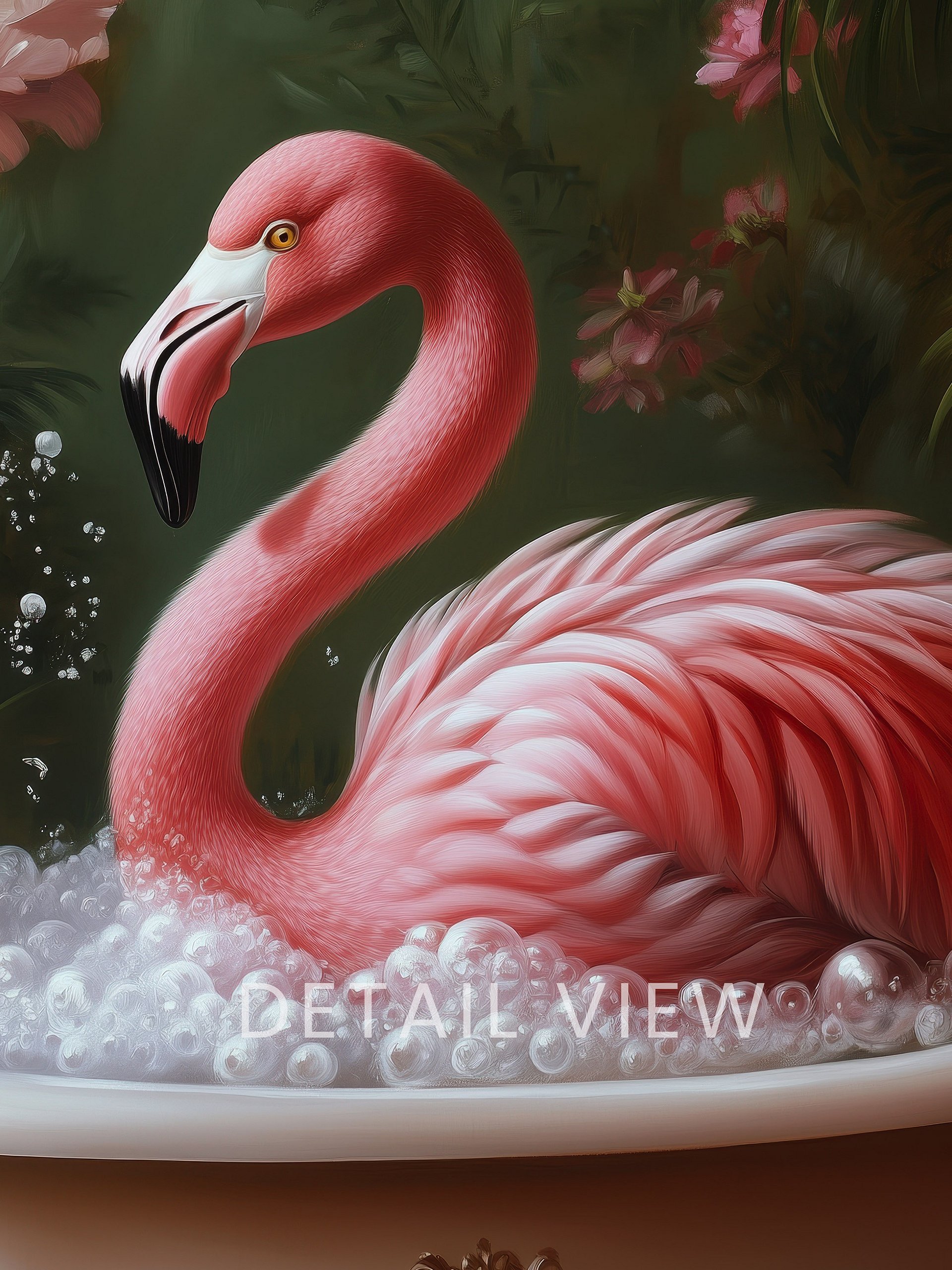 Flamingo Bathtub Floral Tropical Wall Art Canvas product image (2)