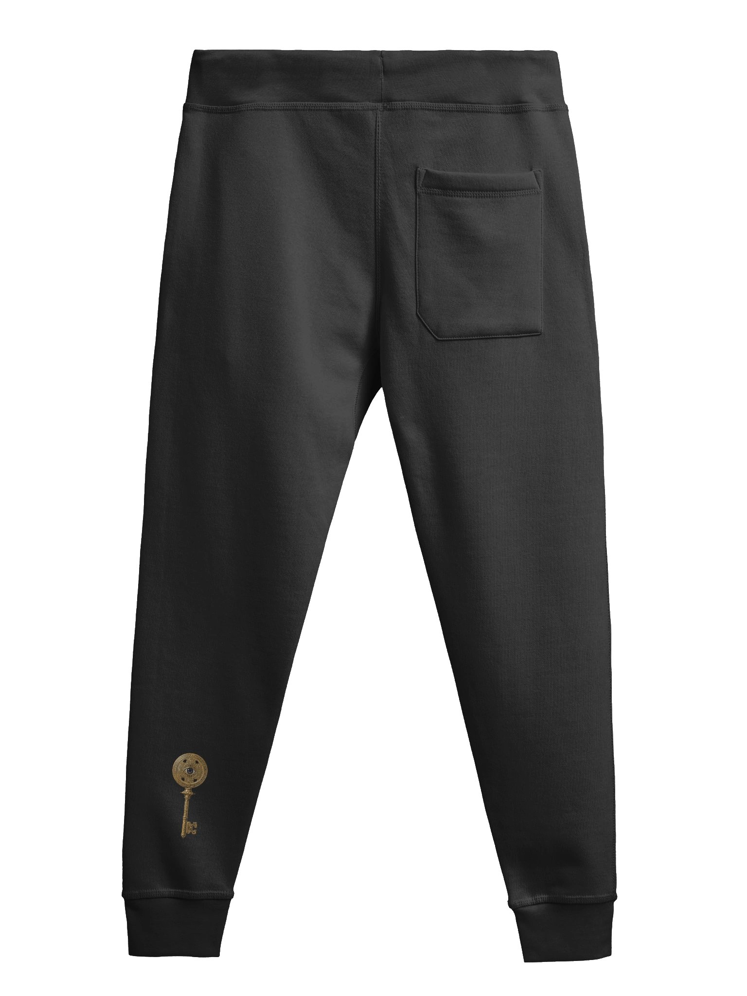 The Gatekeeper’s Key Fleece Joggers – Right Thigh & Back Lower Leg Print | Black | product image (2)