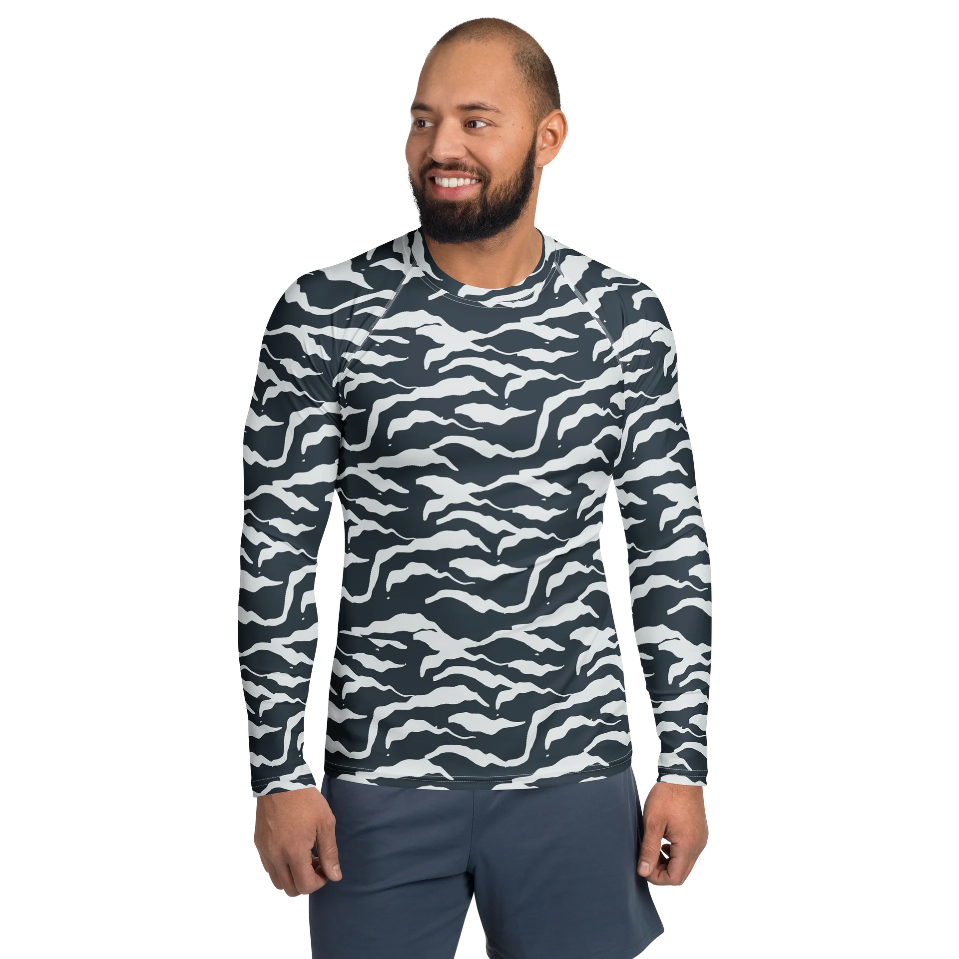 Wavy Organic Camo Stripes Men's Rash Guard product image (1)