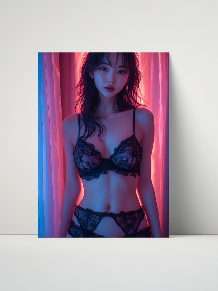 Black Lace Lingerie Neon Glow – Glossy 8x10 Metal Print product image (1)