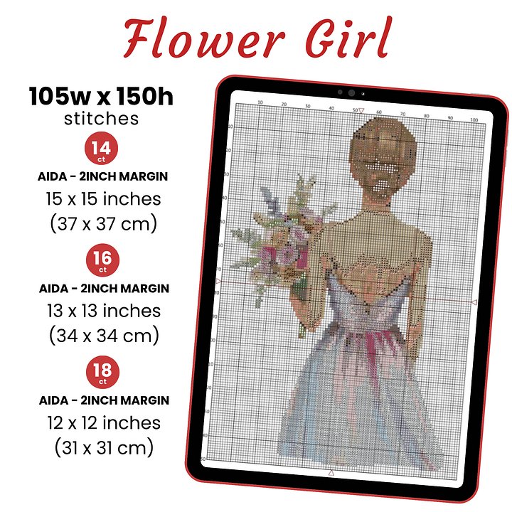 Flower Girl Cross Stitch Pattern product image (2)