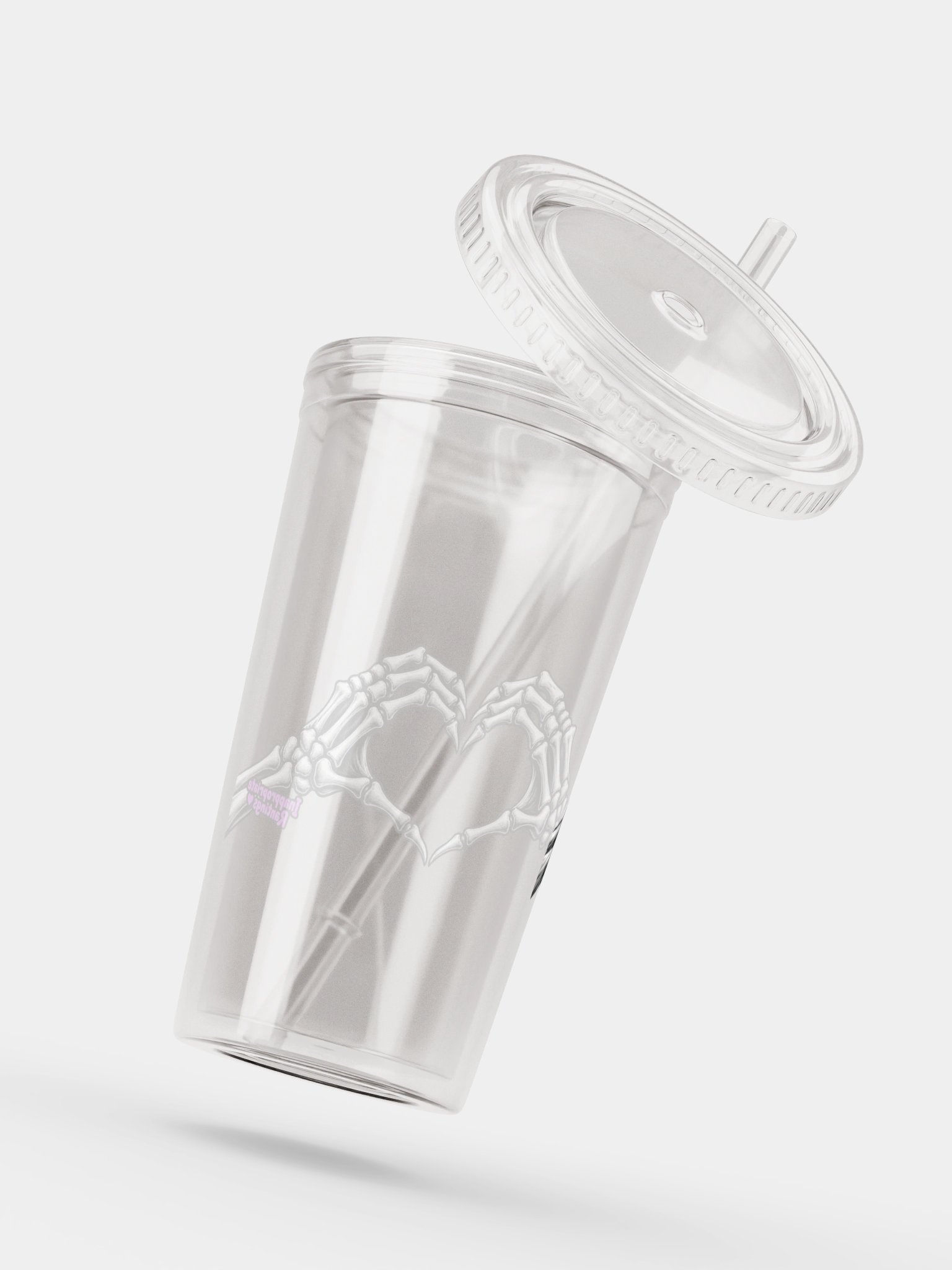Skeleton Heart Hands Plastic Tumbler product image (13)