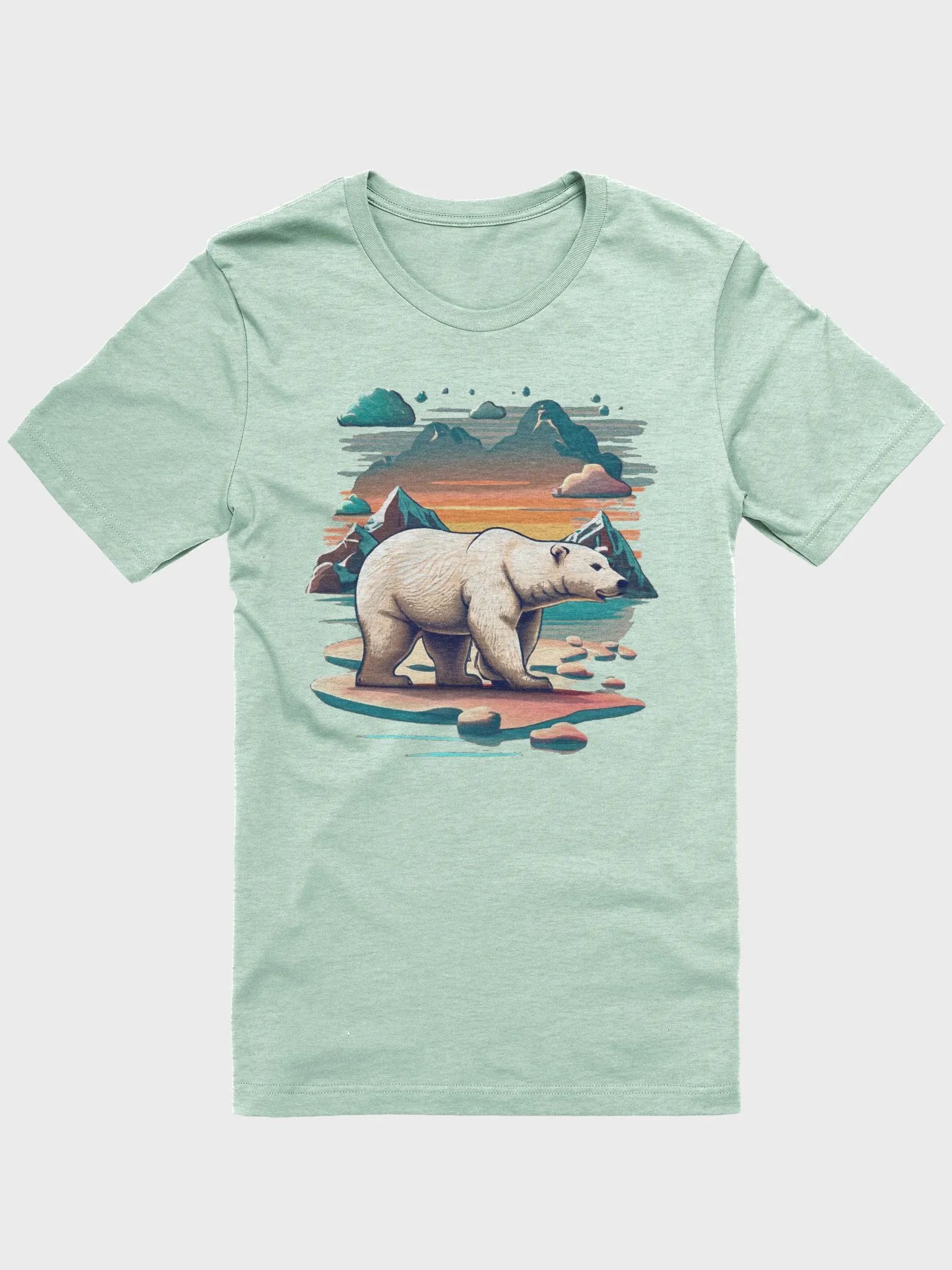 Polar bear in Iceland snow with hills and a sunset product image (1)