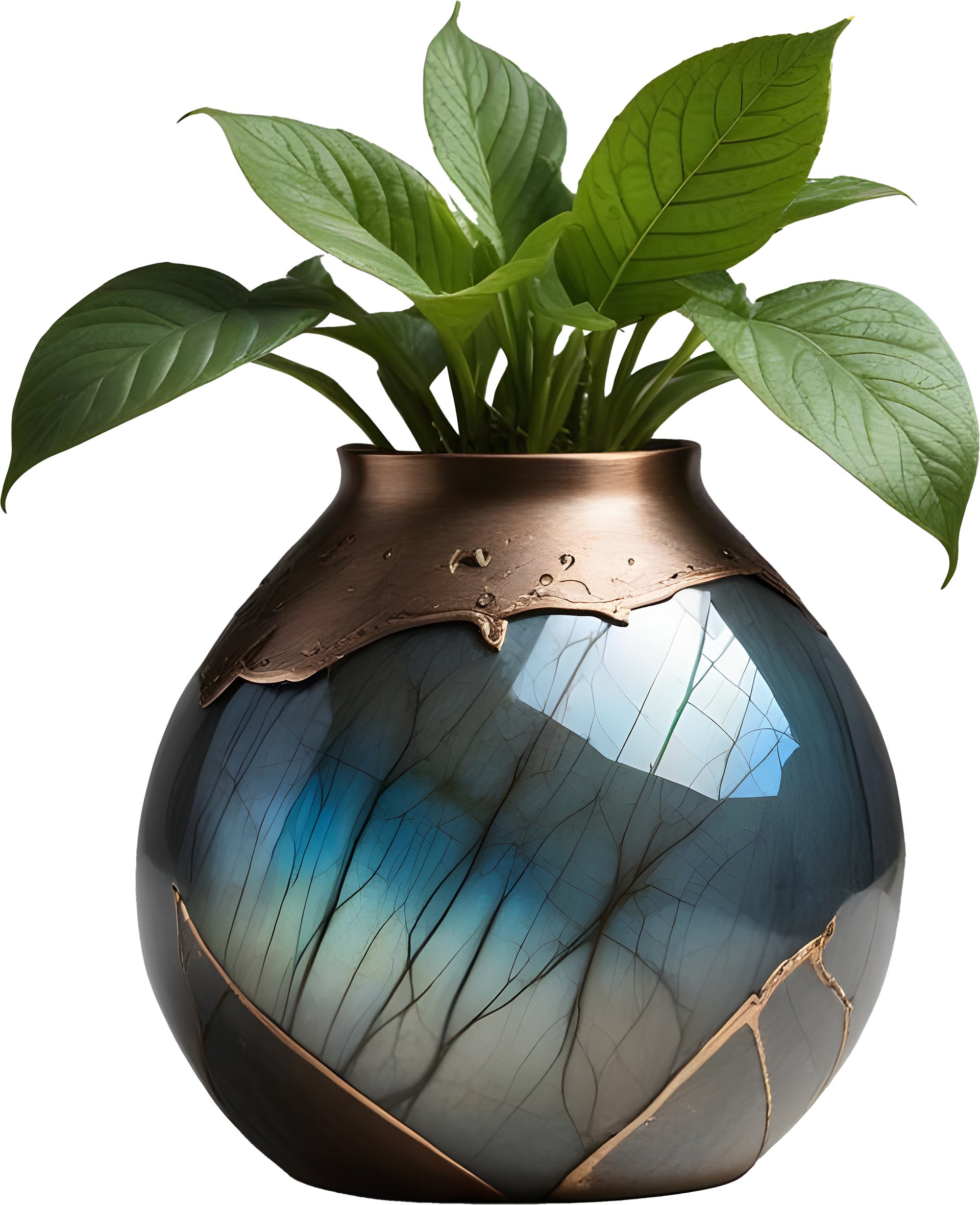 Stellar Luxe – Labradorite & Copper Harmony Vase PNG product image (1)