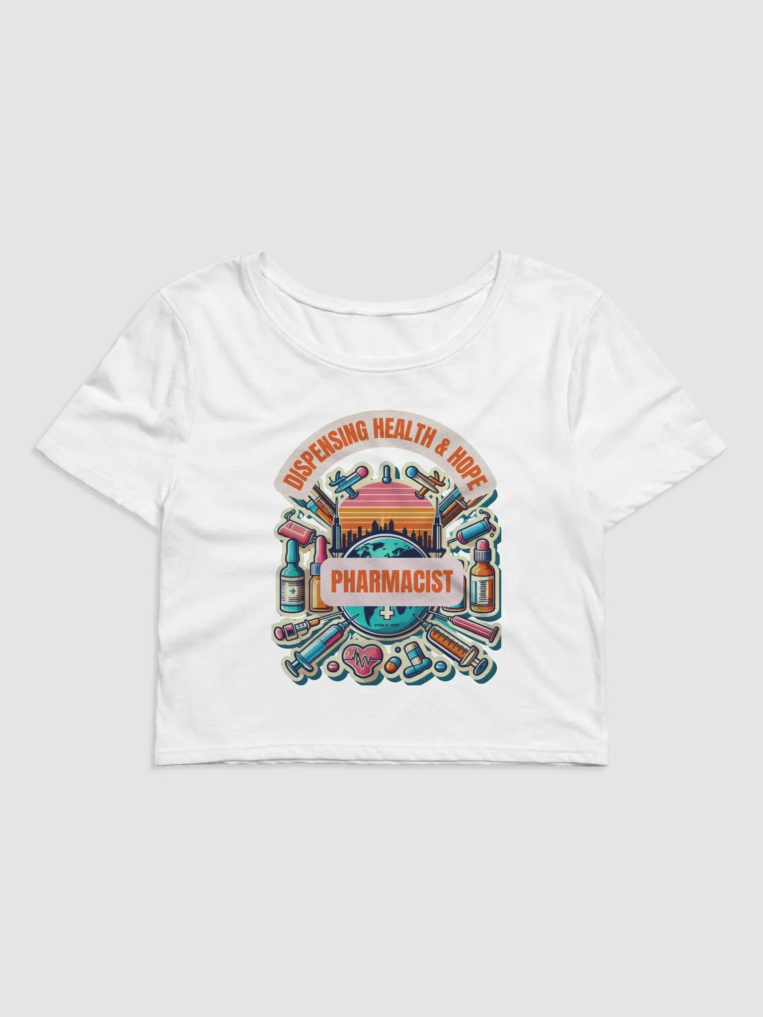 DISPENSING HEALTH AND HOPE crop top, PHARMACIST crop top product image (1)