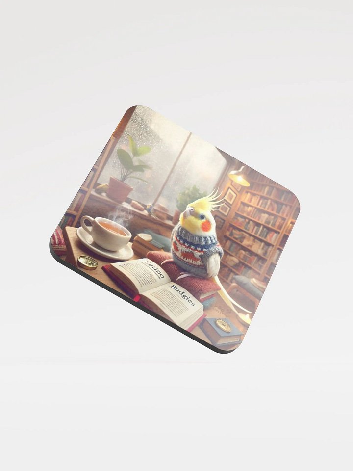 Perch & Sip – Glossed Cork Coaster with Parakeet Art 8 product image (1)