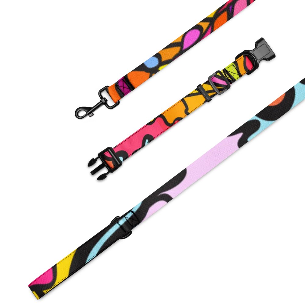 Vibrant Stripes Pet Collar & Leash Set - Wave at Sunset product image (1)