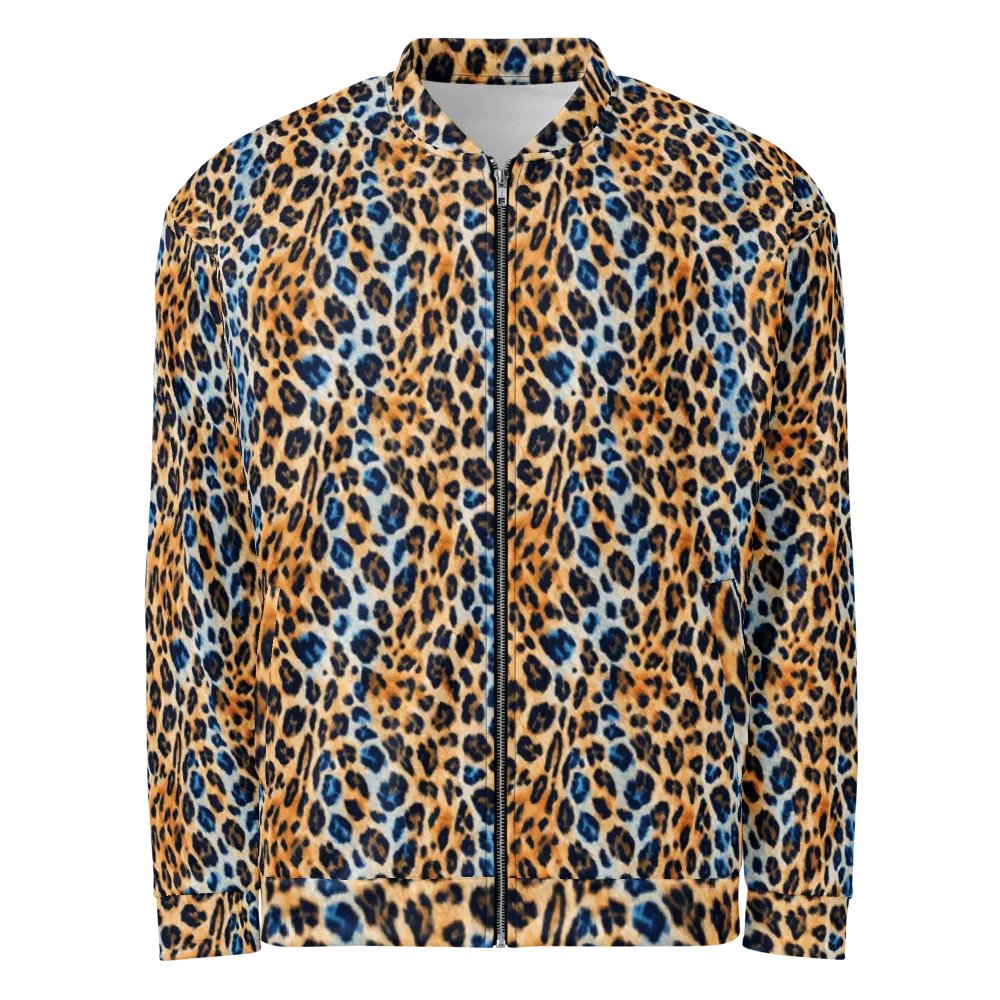 Blue Brown Leopard Bomber Jacket product image (1)