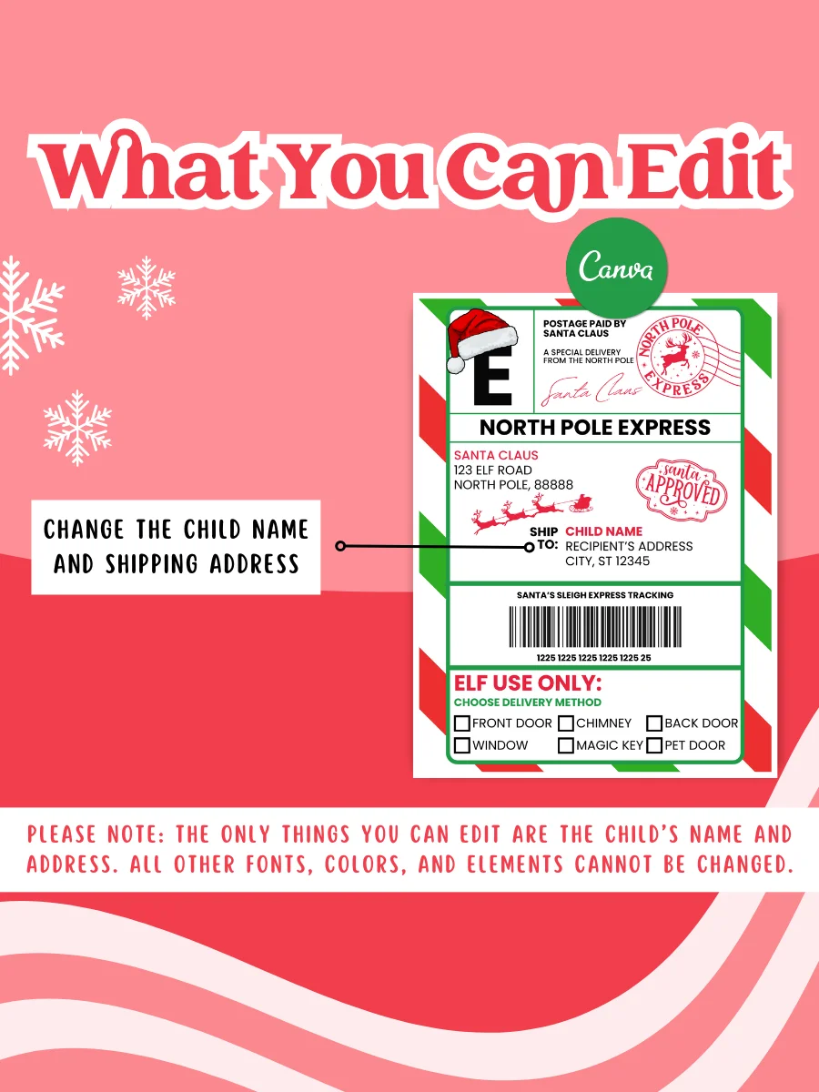 SANTA EDITABLE SHIPPING LABEL product image (5)
