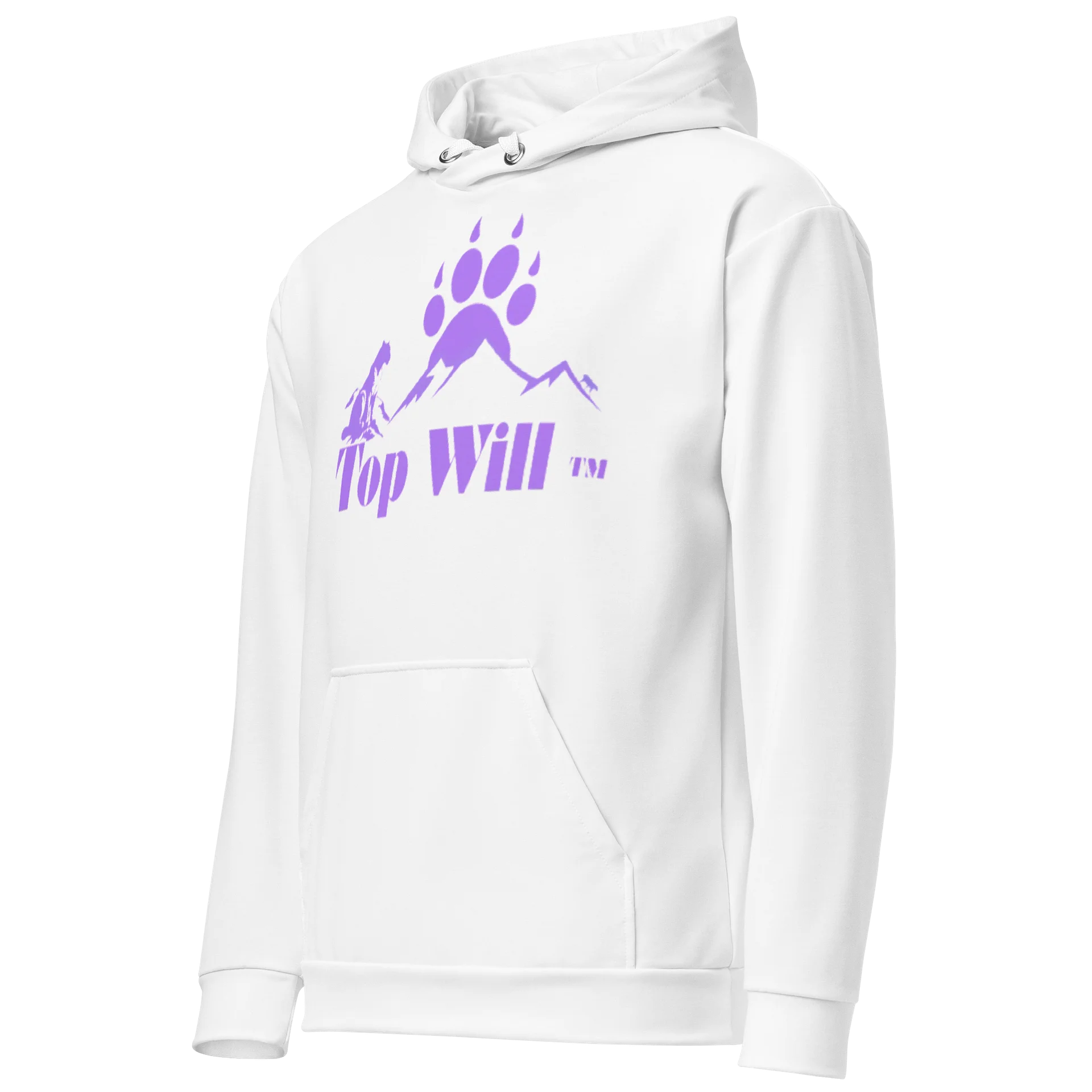 Top Will™ Unisex White & Purple Paw Rise Cotton Hoodie product image (3)
