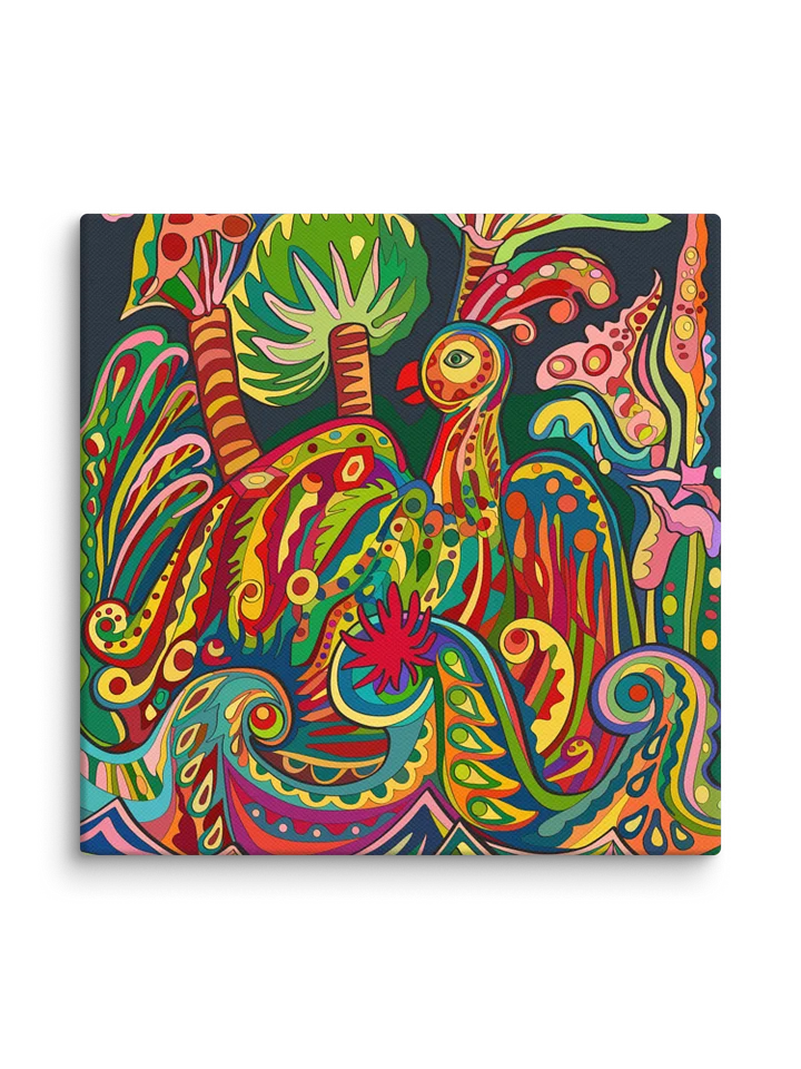 Psychedelic Canvas Art: Swirling Patterns and Vibrant Colors - Loro Park Bird product image (47)