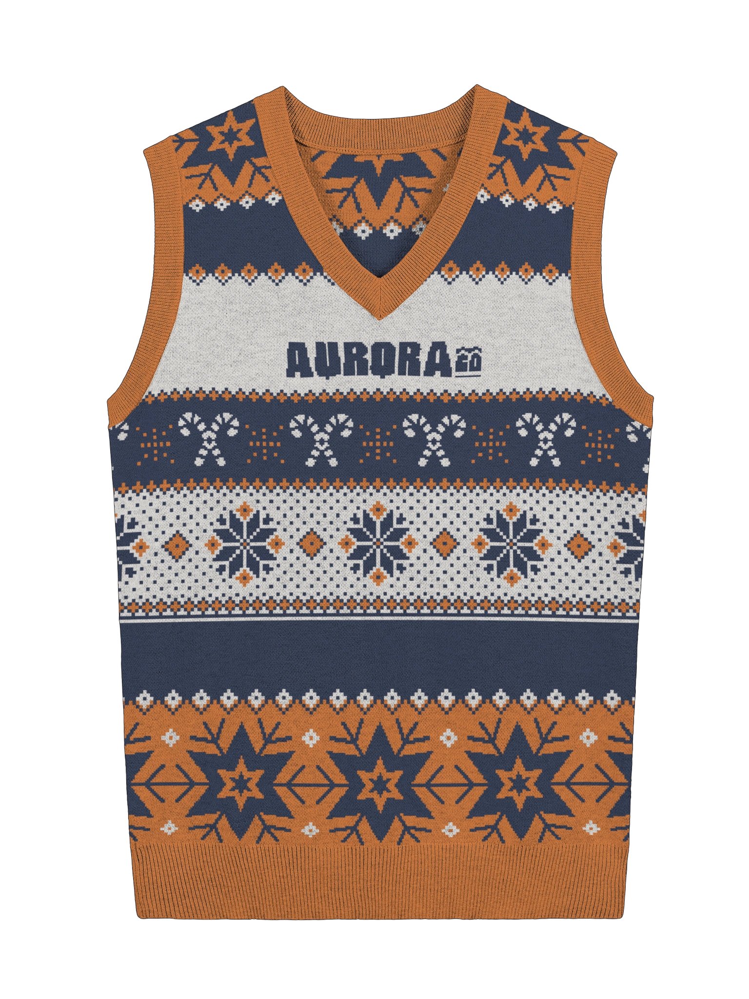 Knitted V-neck Vest (Orange/Blue) product image (1)