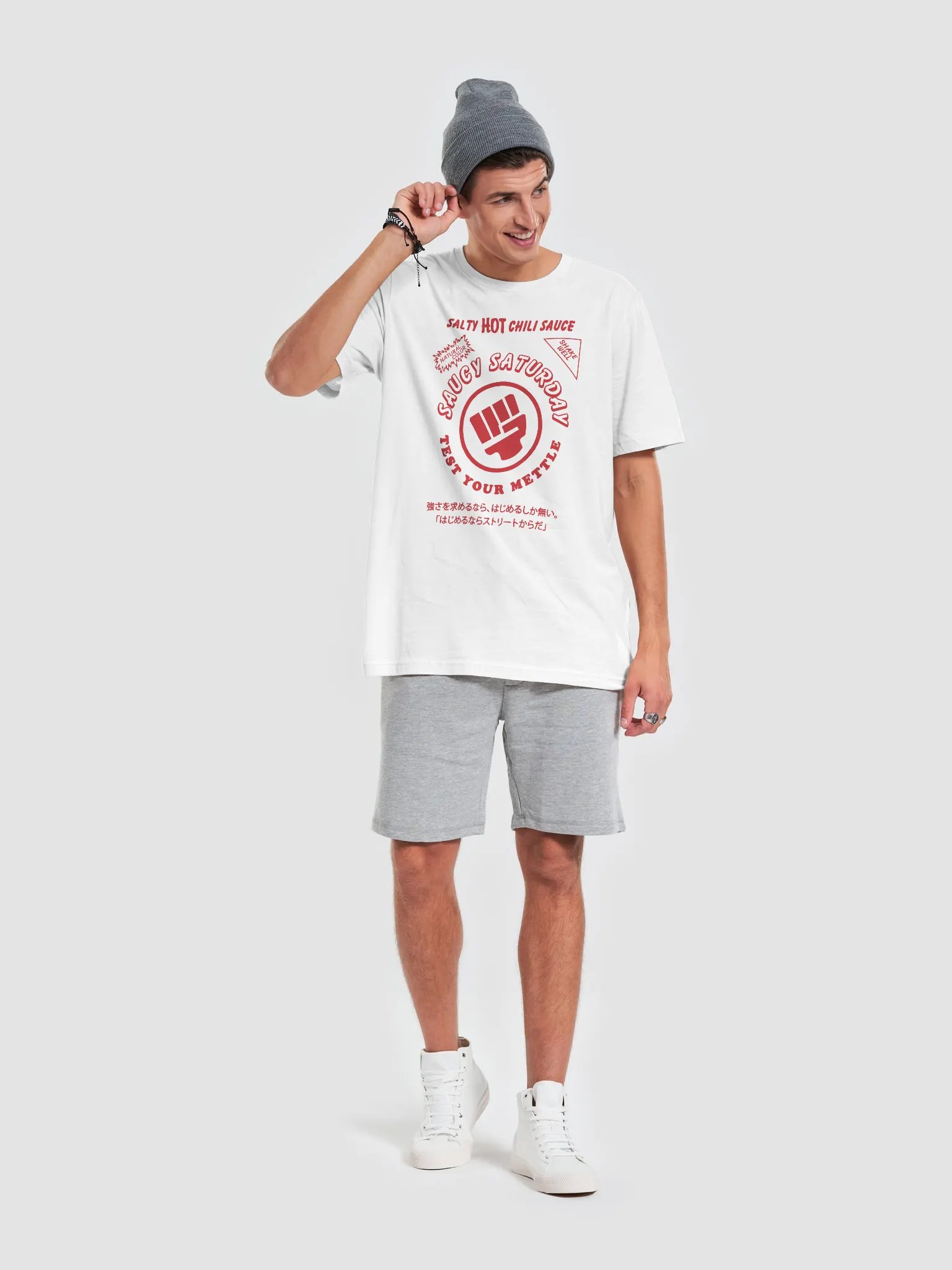 OG Saucy T-SHIRT White or BLACK (Red logo) product image (7)