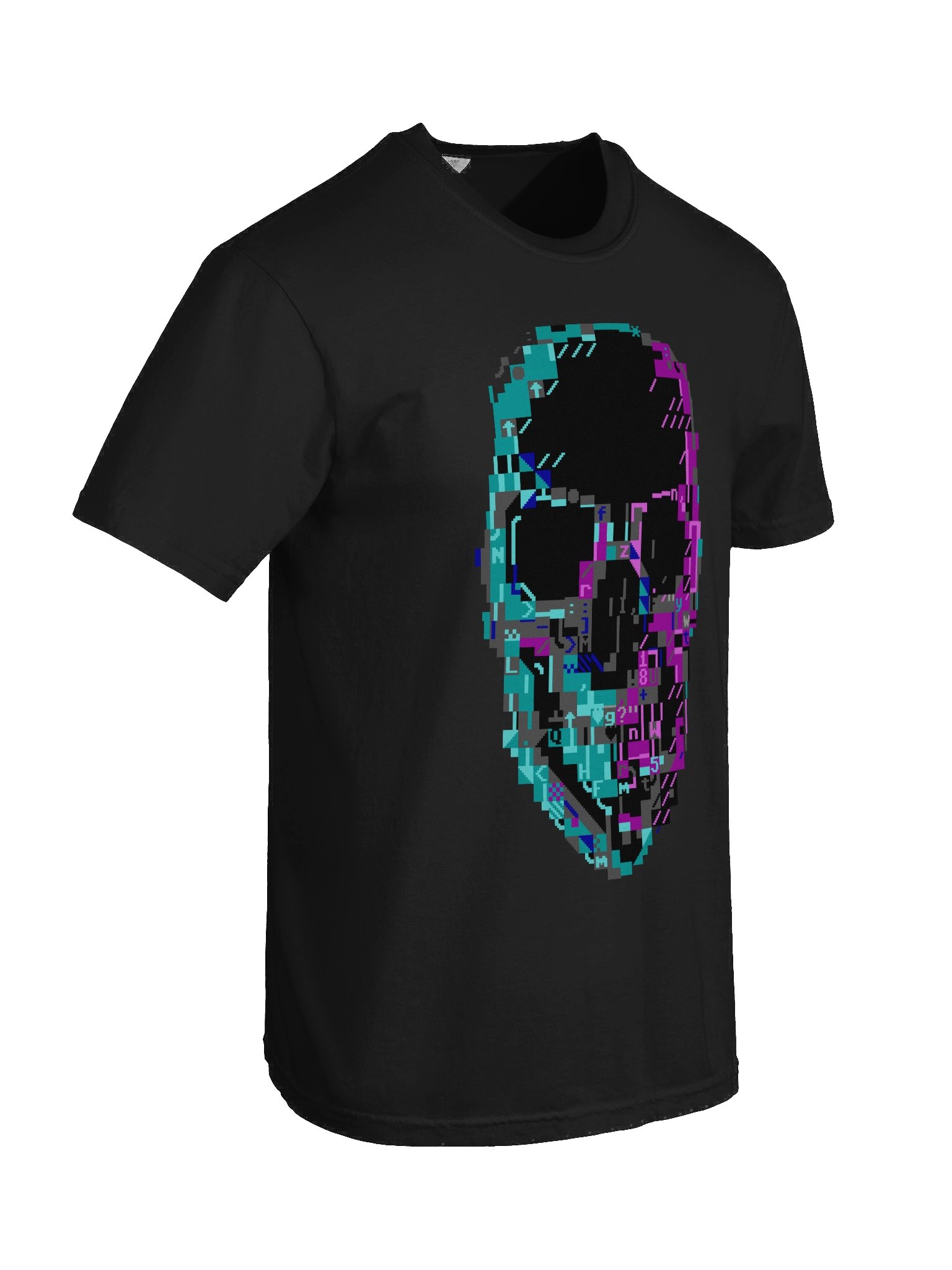 Cyberpunk ASCII Glitch Skull T-Shirt product image (50)