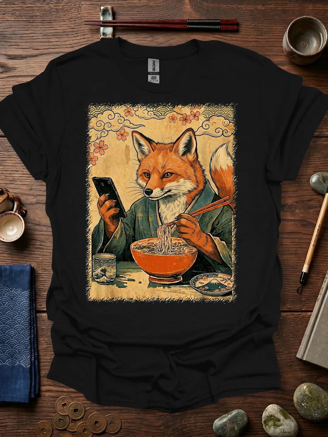 Fox Ramen Phone T-Shirt product image (11)