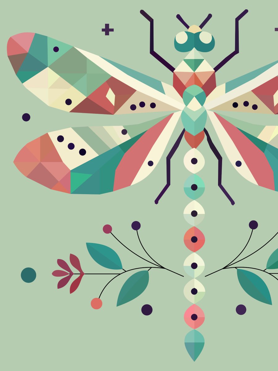 Free Geometric Dragonfly PNG Art - Transparent Background, Low Poly Insect Illustration product image (1)