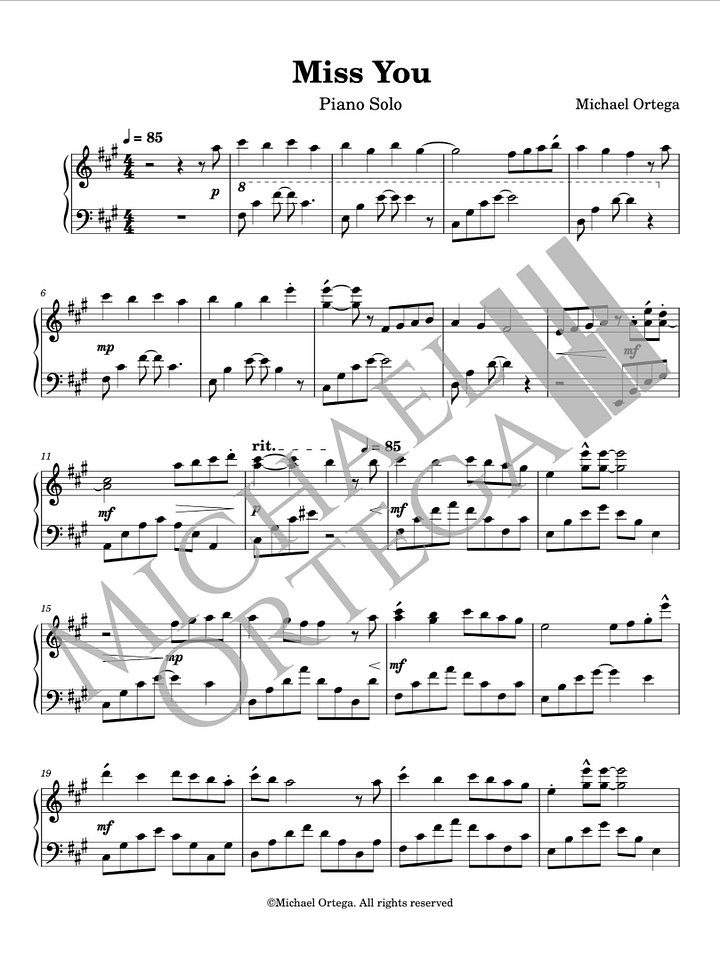 Miss You (Piano Score) product image (1)