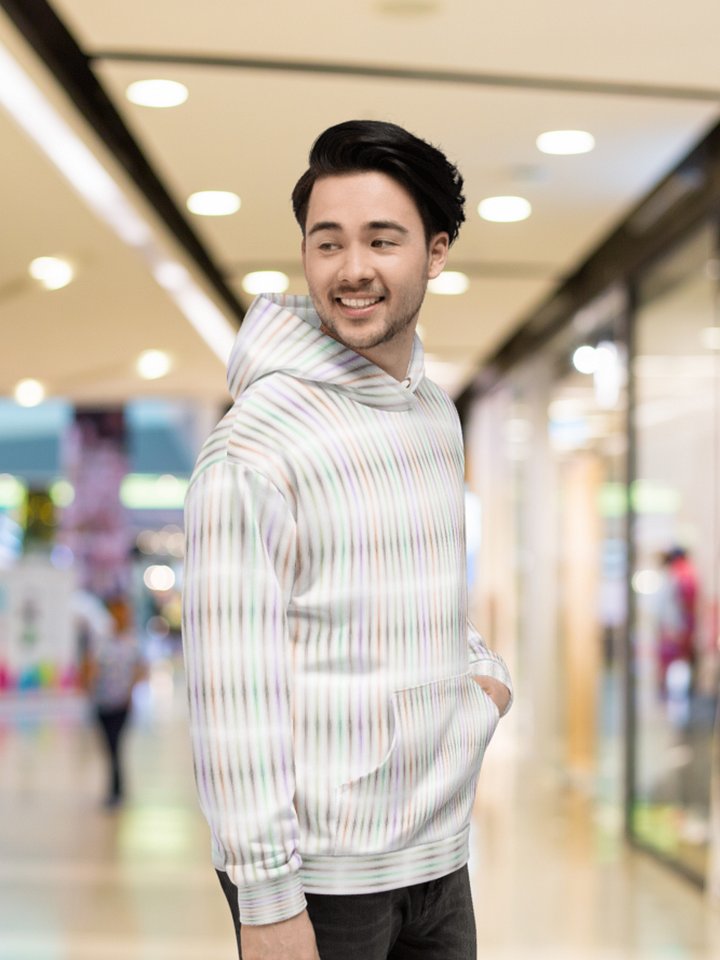 Soft Prism Stripes: Abstraktes Linien-Design Canvas of Comfort: Recycled Unisex Hoodie product image (1)